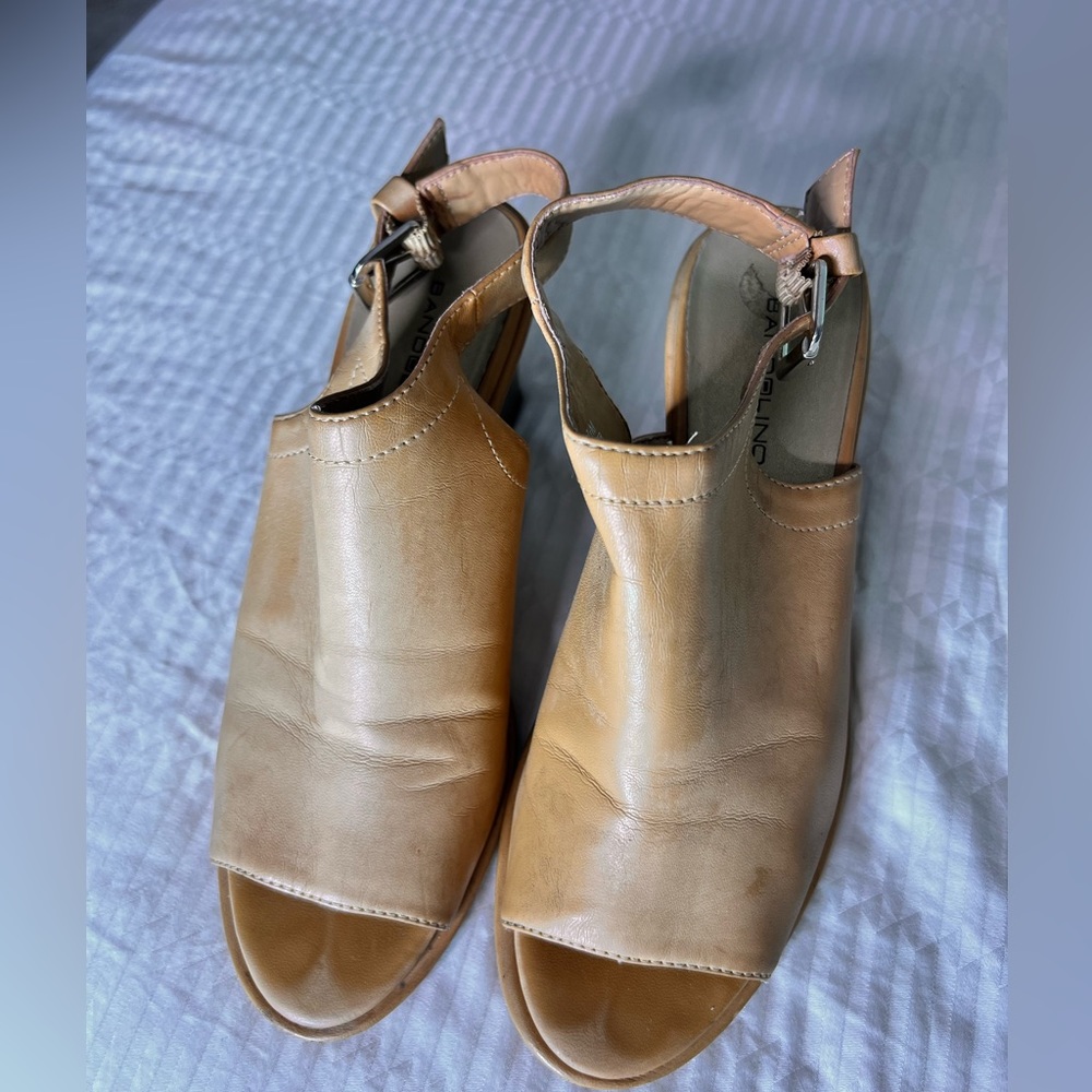 Bandolino Tan Open Toed Block Heeled Boots